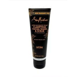 Shea Moisture African Black Soap, Clarifying FACIAL Wash & Scrub, 4 oz